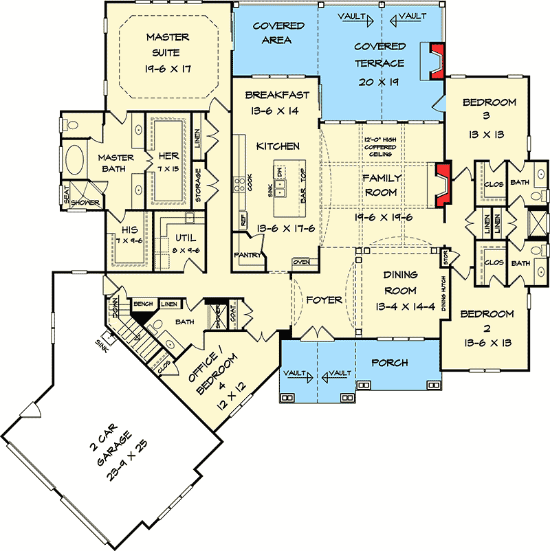 Plan 36030DK: Designer Mountain Craftsman House Plan - Floor Plan - Main Level - Craftsman, Mountain