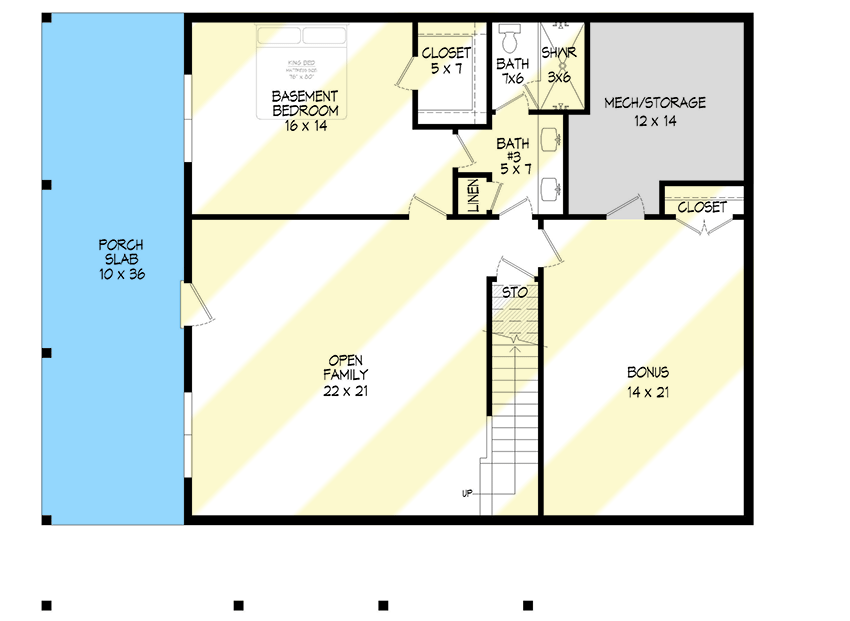 Plan 680284VR: Mountain Home Plan with 2-Story Great Room - 2043 Sq Ft - Floor Plan - Lower Level - Country, Craftsman, Mountain