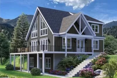 Mountain Home Plan with 2-Story Great Room - 2043 Sq Ft