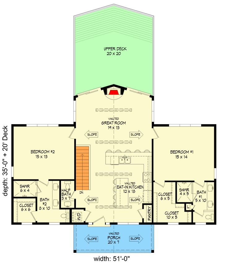 Plan 680285VR: Mountain House Plan with Vault Down the Middle - 2701 Sq Ft - Floor Plan - Main Level - Mountain, Rustic