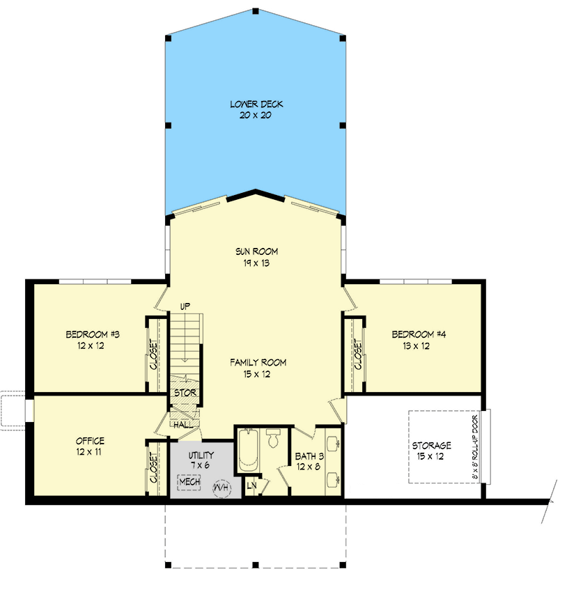 Plan 680285VR: Mountain House Plan with Vault Down the Middle - 2701 Sq Ft - Floor Plan - Lower Level - Mountain, Rustic