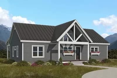 Country Home Plan with Vaulted Front Porch - 1468 Sq Ft