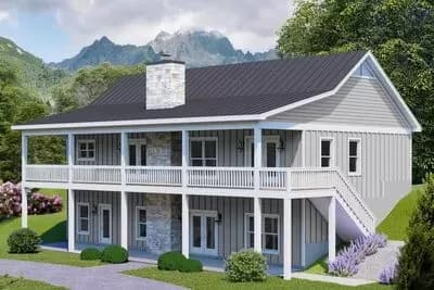 Country House Plan with Flex Room for the Front Sloping Lot - 2219 Sq Ft