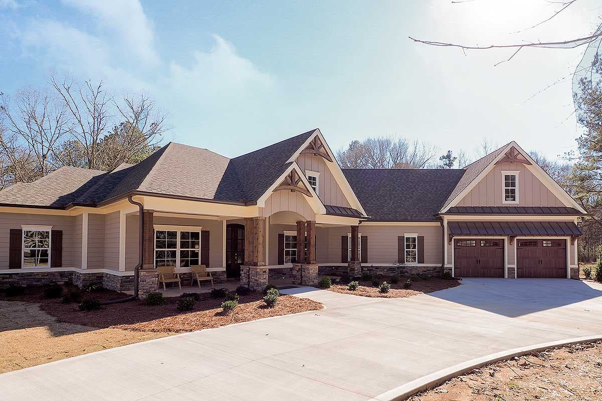 Plan 36031DK: Craftsman House Plan with Angled 2-Car Garage - Image #4 - Country, Craftsman, Mountain, Ranch, Rustic, Traditional