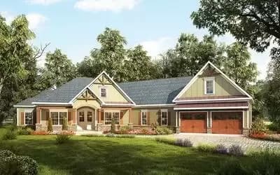 Craftsman House Plan with Angled 2-Car Garage