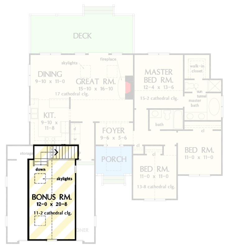 Plan 444416GDN: Traditional House Plan with Clerestory Dormer in Foyer - 1386 Sq Ft - Floor Plan - 2nd Floor - Southern, Traditional