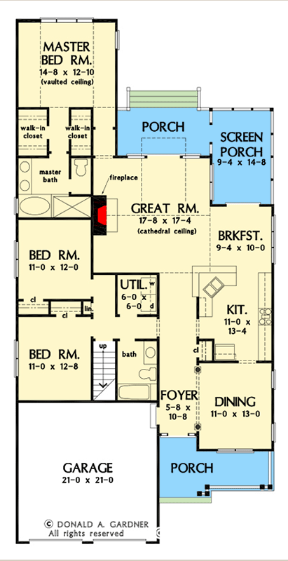 Plan 444418GDN: Traditional House Plan with Formal and Informal Dining - 1789 Sq Ft - Floor Plan - Main Level - Country, Traditional