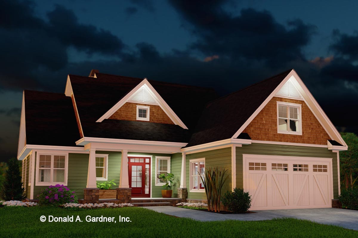 Plan 444420GDN: 2-Story Narrow Craftsman Home Plan with Two Story Great Room - 2241 Sq Ft - Image #4 - Cottage, Country, Craftsman, Traditional