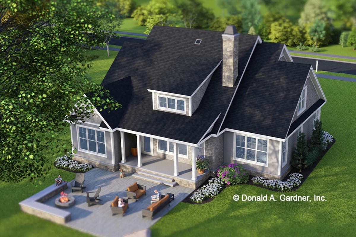 Plan 444420GDN: 2-Story Narrow Craftsman Home Plan with Two Story Great Room - 2241 Sq Ft - Image #6 - Cottage, Country, Craftsman, Traditional