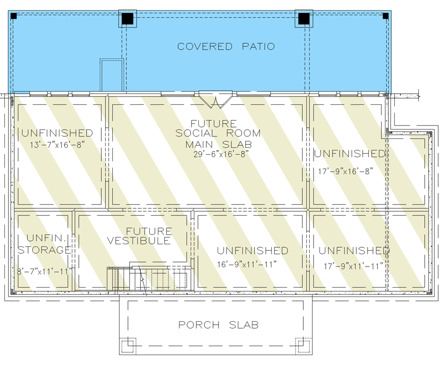 Plan 12330JL: 3 Bed Mountain House Plan with Covered Vaulted Front Porch - 1849 Sq Ft - Floor Plan - Lower Level - Walkout Basement Foundation Option - Country, Craftsman, Mountain, Rustic