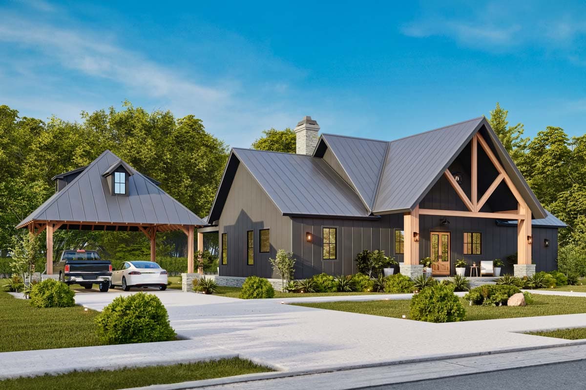 Plan 12330JL: 3 Bed Mountain House Plan with Covered Vaulted Front Porch - 1849 Sq Ft - Image #7 - Country, Craftsman, Mountain, Rustic