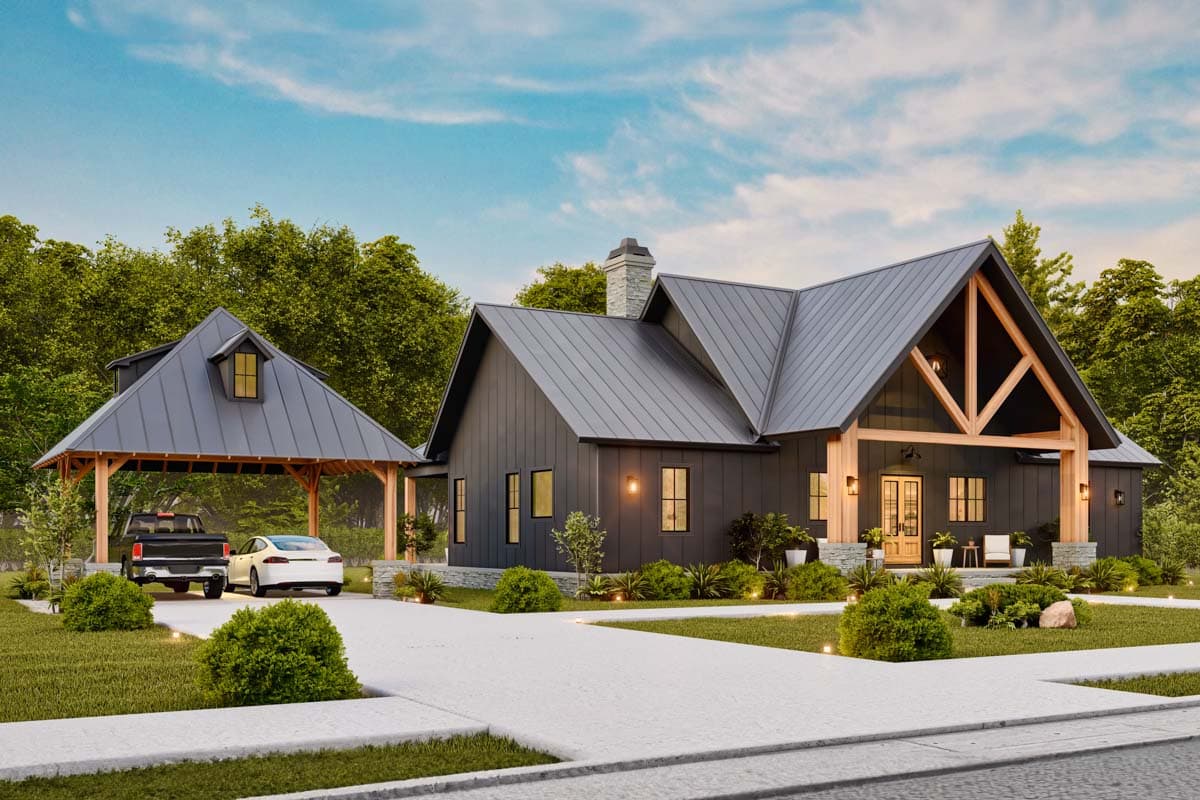 Plan 12330JL: 3 Bed Mountain House Plan with Covered Vaulted Front Porch - 1849 Sq Ft - Image #8 - Country, Craftsman, Mountain, Rustic