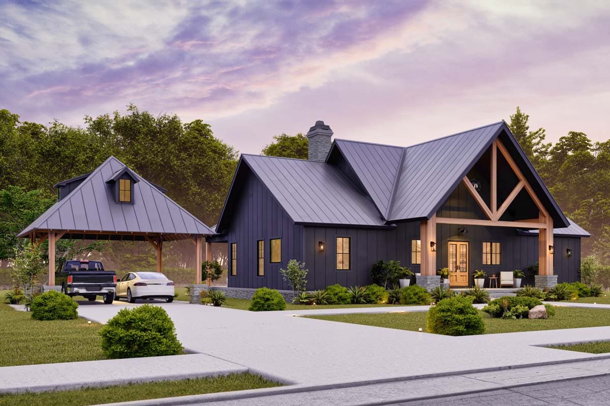 Plan 12330JL: 3 Bed Mountain House Plan with Covered Vaulted Front Porch - 1849 Sq Ft - Image #9 - Country, Craftsman, Mountain, Rustic