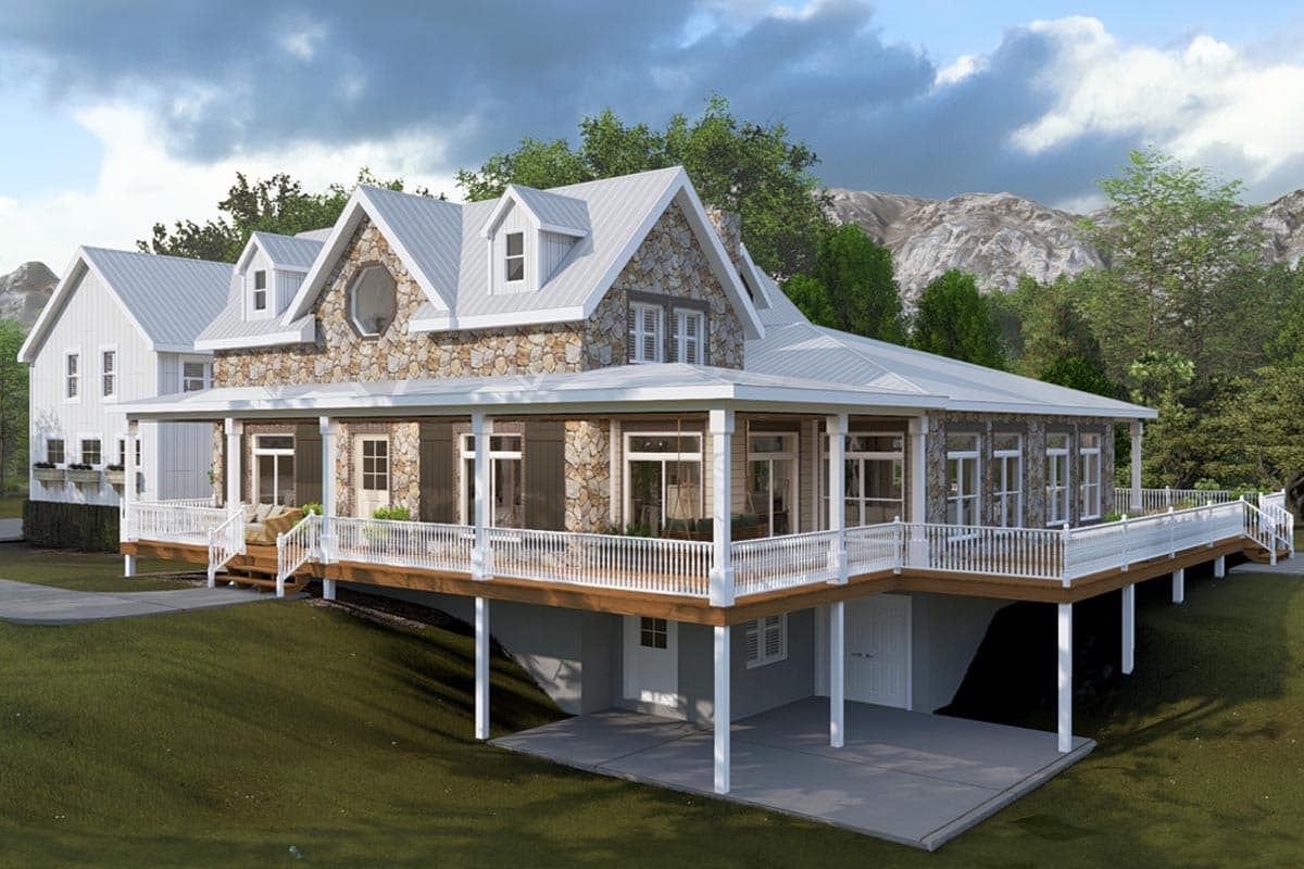 Plan 61490UT: 5 Bedroom Country Farmhouse Plan with Optionally Finished Bonus Over Garage - 3723 Sq Ft - Image #5 - Country, Farmhouse, Modern Farmhouse