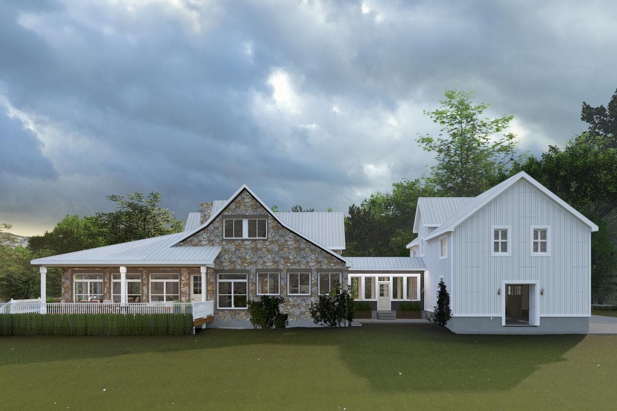 Plan 61490UT: 5 Bedroom Country Farmhouse Plan with Optionally Finished Bonus Over Garage - 3723 Sq Ft - Image #4 - Country, Farmhouse, Modern Farmhouse