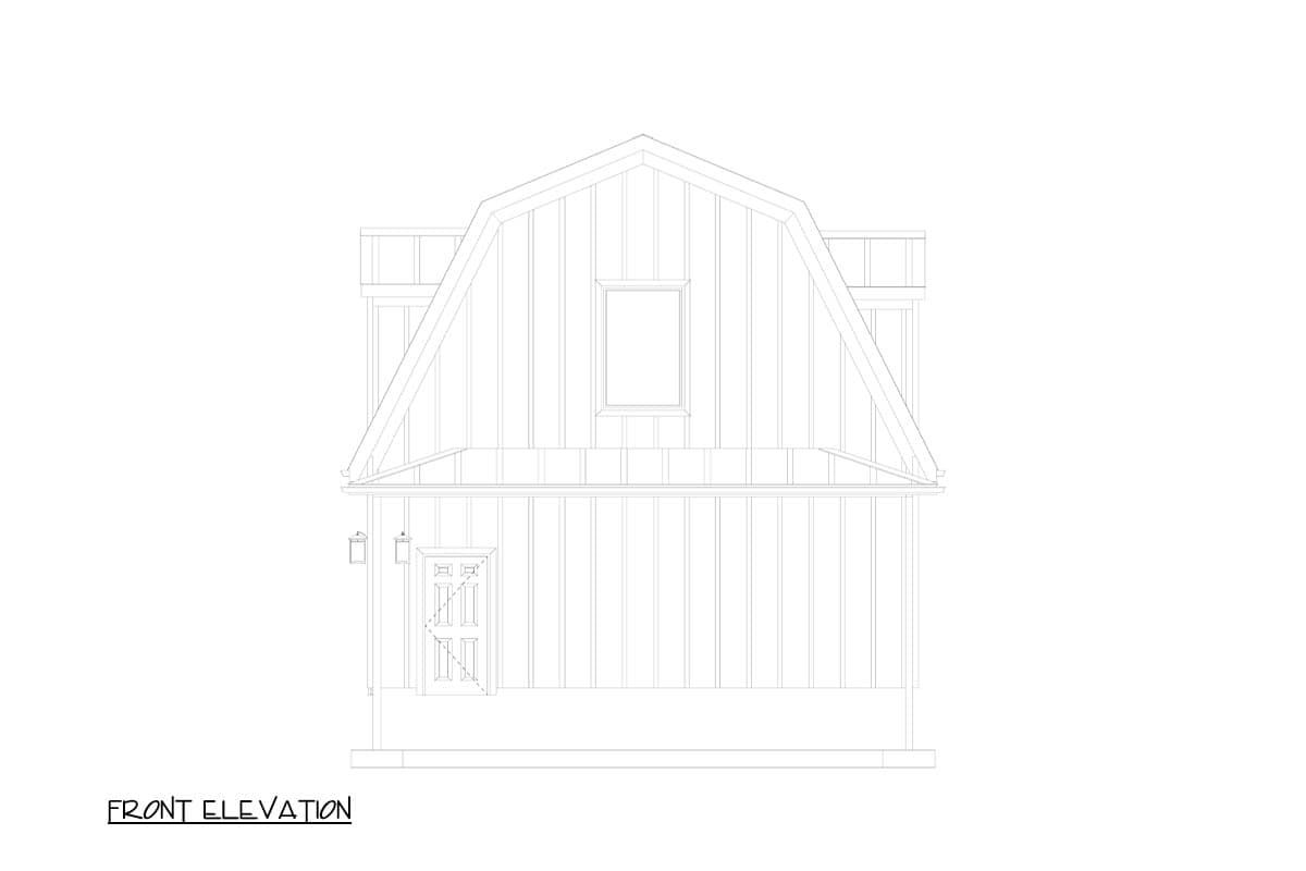 Plan 61492UT: Gambrel-Roofed 3-Car Detached Garage with Bonus Room Above - 936 Sq Ft - Image #13 - Country, Farmhouse, Traditional