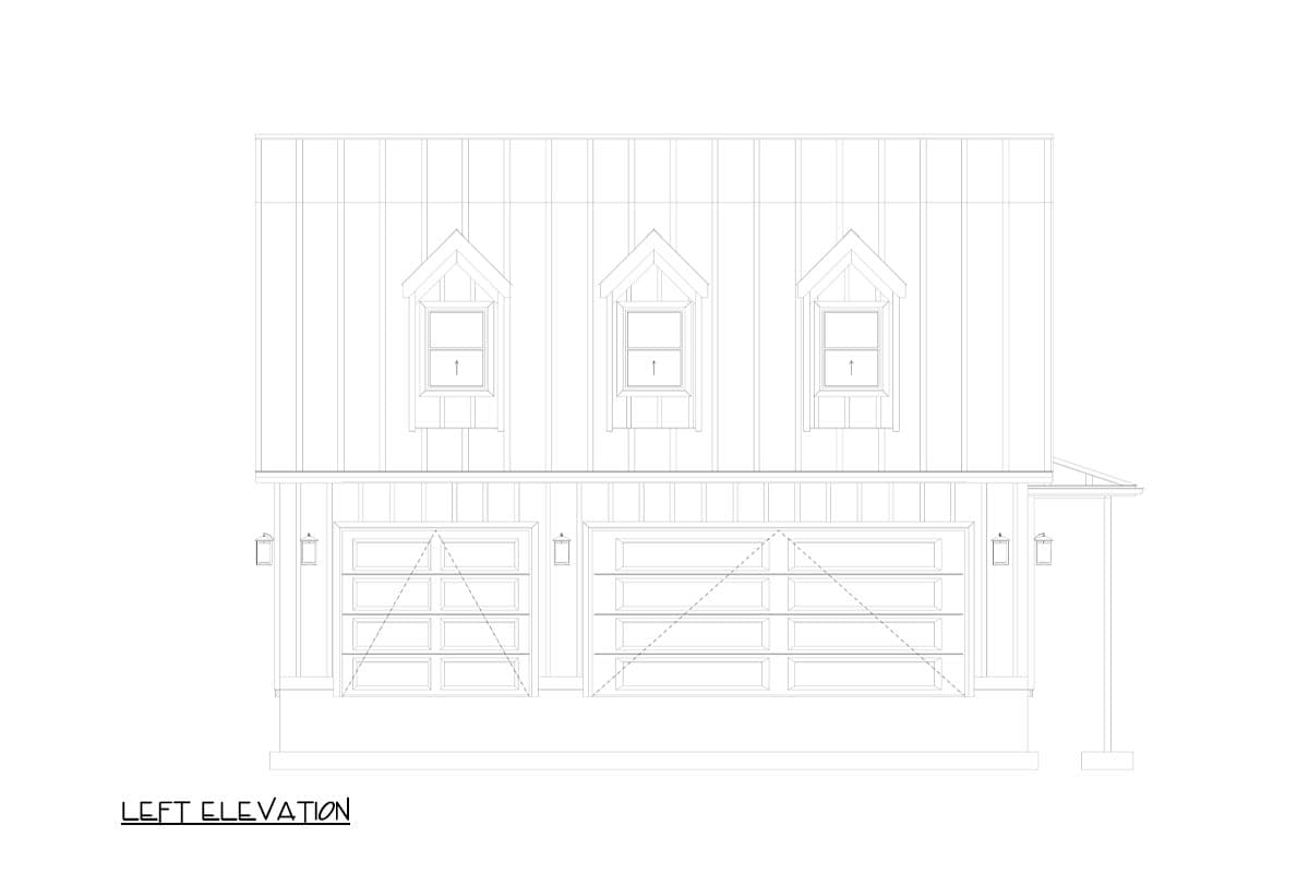 Plan 61492UT: Gambrel-Roofed 3-Car Detached Garage with Bonus Room Above - 936 Sq Ft - Image #14 - Country, Farmhouse, Traditional