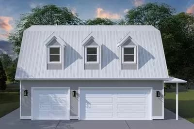 Gambrel-Roofed 3-Car Detached Garage with Bonus Room Above - 936 Sq Ft