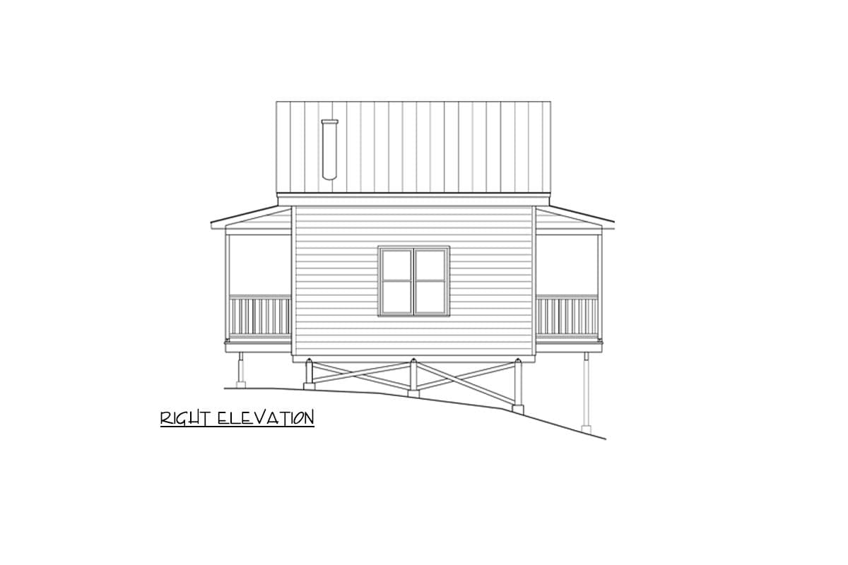 Plan 550018LAN: Modern Cabin with Bedroom and Sleeping Loft - 592 Sq Ft - Image #8 - Cabin, Contemporary, Cottage, Modern, Vacation