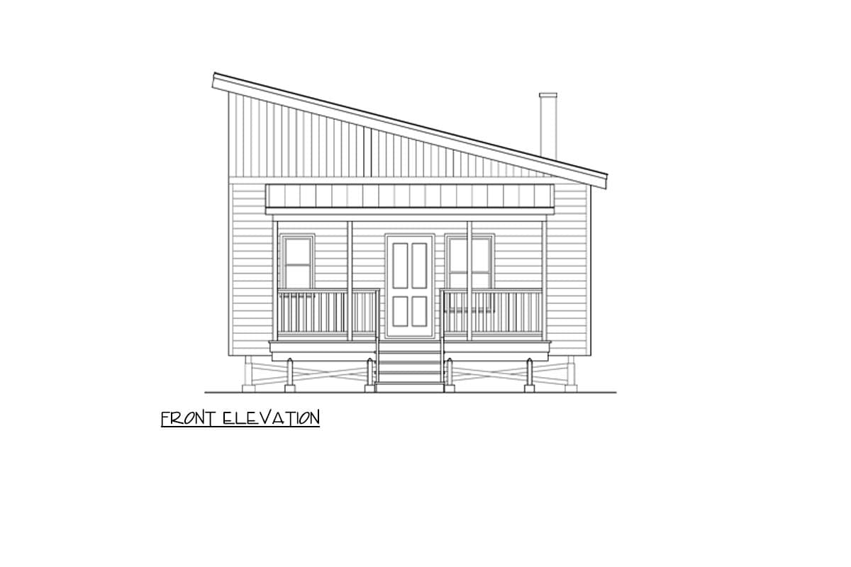 Plan 550018LAN: Modern Cabin with Bedroom and Sleeping Loft - 592 Sq Ft - Image #5 - Cabin, Contemporary, Cottage, Modern, Vacation