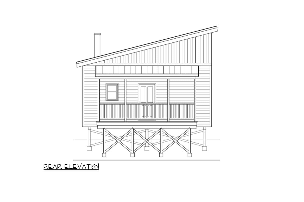 Plan 550018LAN: Modern Cabin with Bedroom and Sleeping Loft - 592 Sq Ft - Image #7 - Cabin, Contemporary, Cottage, Modern, Vacation