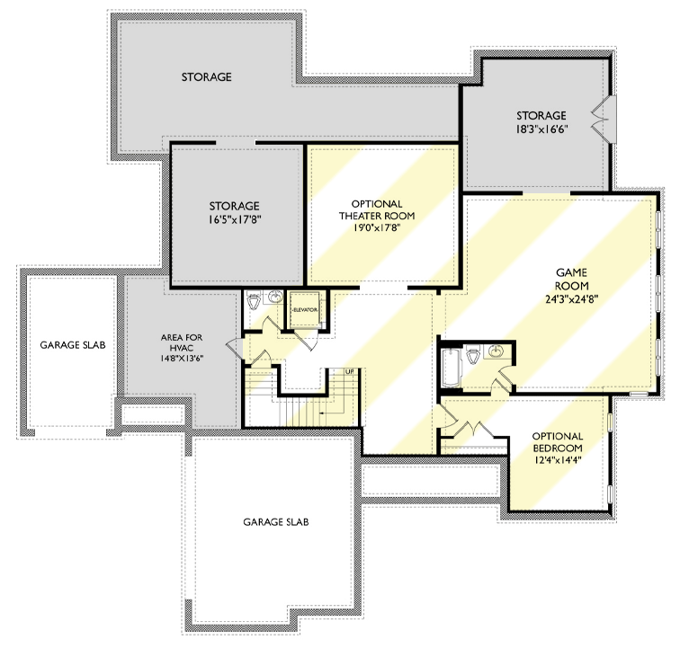 Plan 29930LDG: Transitional House Plan with 2-Story Living and 2 Laundry Rooms - 5215 Sq Ft - Floor Plan - Optional Lower Level - New American, Transitional