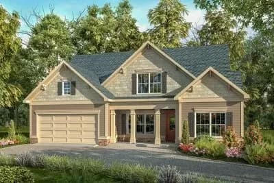 Three Gabled House Plan with Four Bedrooms - 2367 Sq Ft