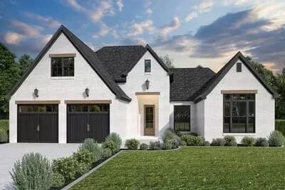 Acadian-Style House Plan with Split Bed Layout and 2-Car Garage - 1829 Sq Ft