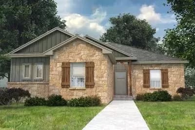 3 Bed House Plan with Side-Load Garage and a Partial Stone Exterior - 1691 Sq Ft