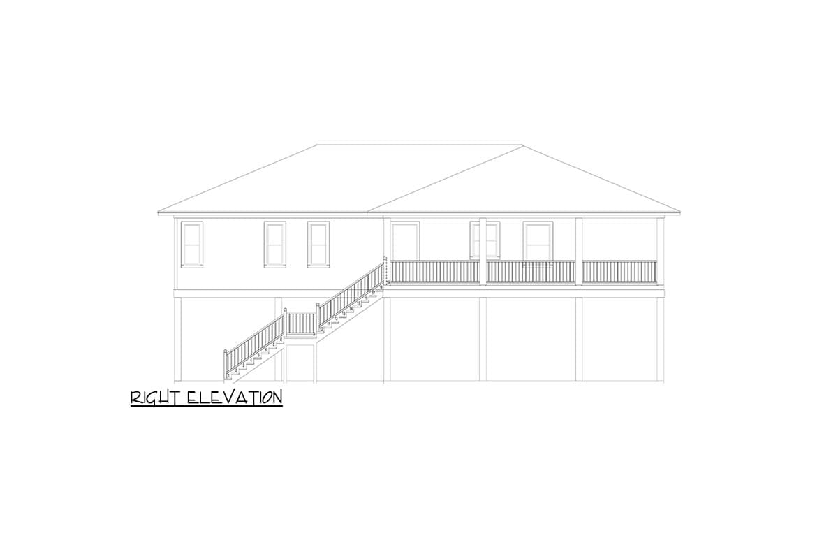 Plan 264069KMD: 3-Bed Coastal Beach House Plan with Walk Around Porch - 1750 Sq Ft - Image #10 - Beach, Coastal, Vacation