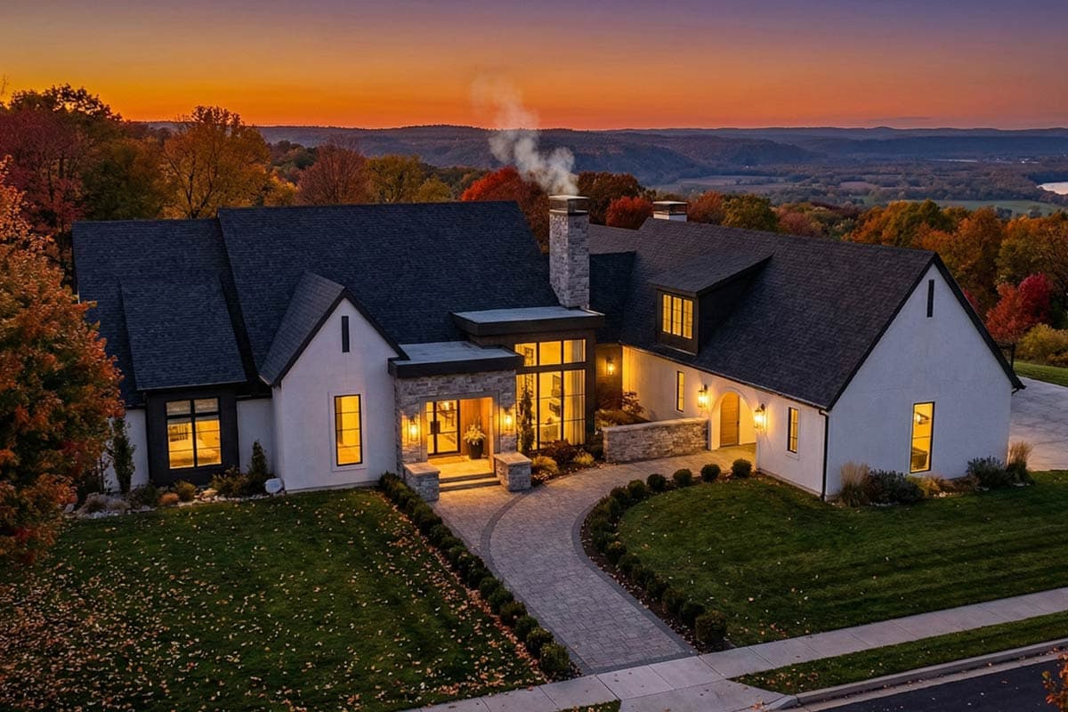 Plan 623329DJ: Modern Cottage House Plan with Two Outdoor Fireplaces - 4714 Sq Ft - Video Cover Image - Contemporary, Cottage, Farmhouse, New American, Transitional