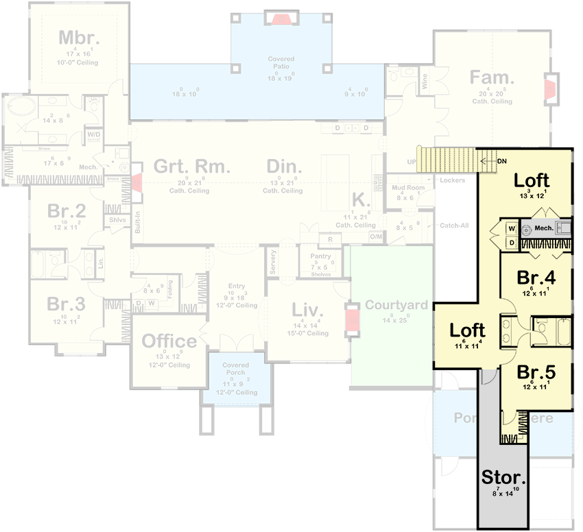 Plan 623329DJ: Modern Cottage House Plan with Two Outdoor Fireplaces - 4714 Sq Ft - Floor Plan - 2nd Floor - Contemporary, Cottage, Farmhouse, New American, Transitional