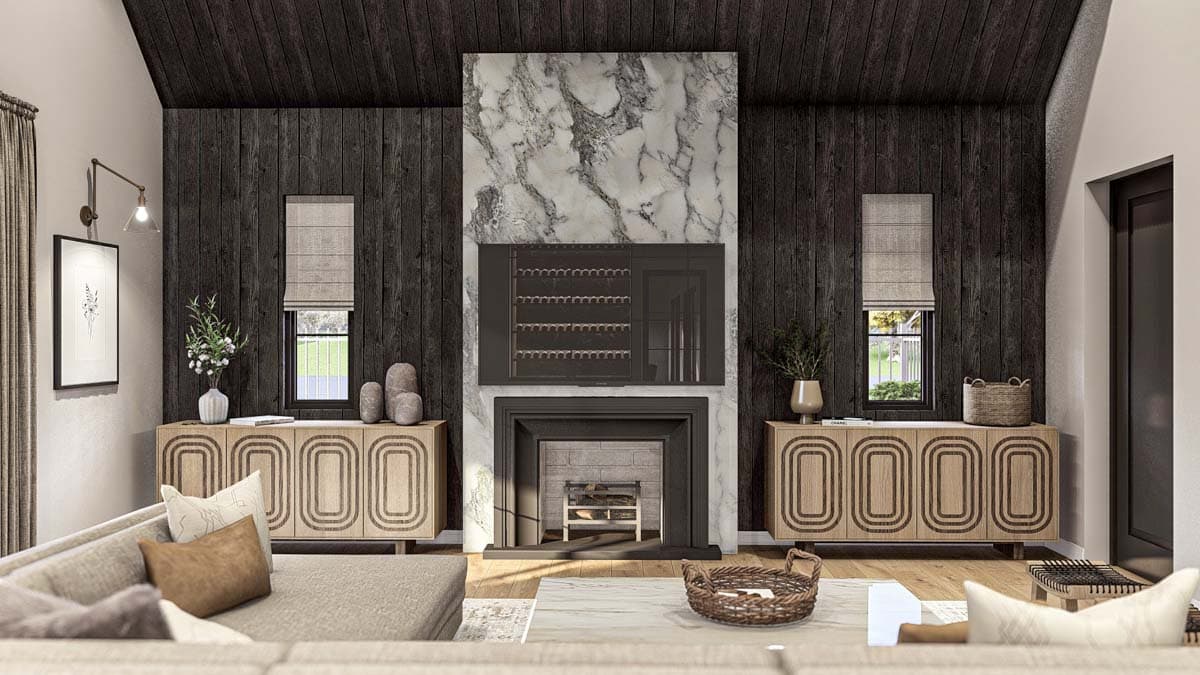 Plan 623329DJ: Modern Cottage House Plan with Two Outdoor Fireplaces - 4714 Sq Ft - Image #13 - Contemporary, Cottage, Farmhouse, New American, Transitional