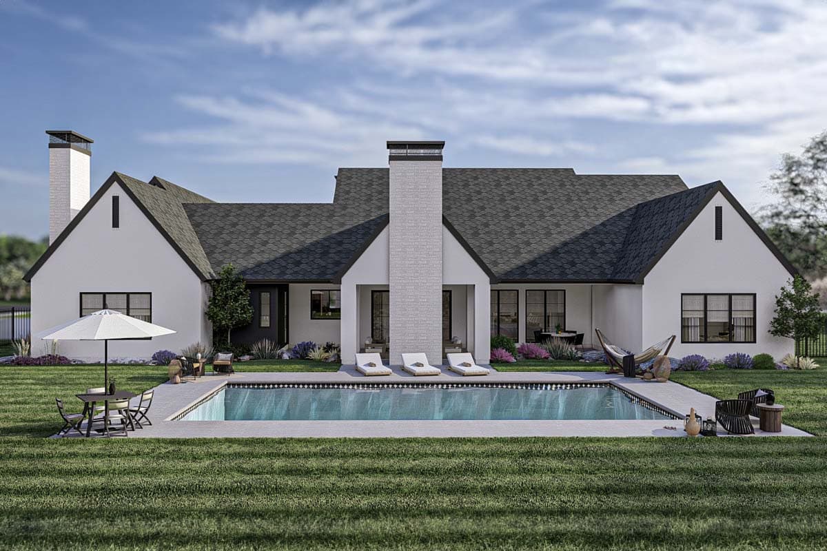Plan 623329DJ: Modern Cottage House Plan with Two Outdoor Fireplaces - 4714 Sq Ft - Image #21 - Contemporary, Cottage, Farmhouse, New American, Transitional