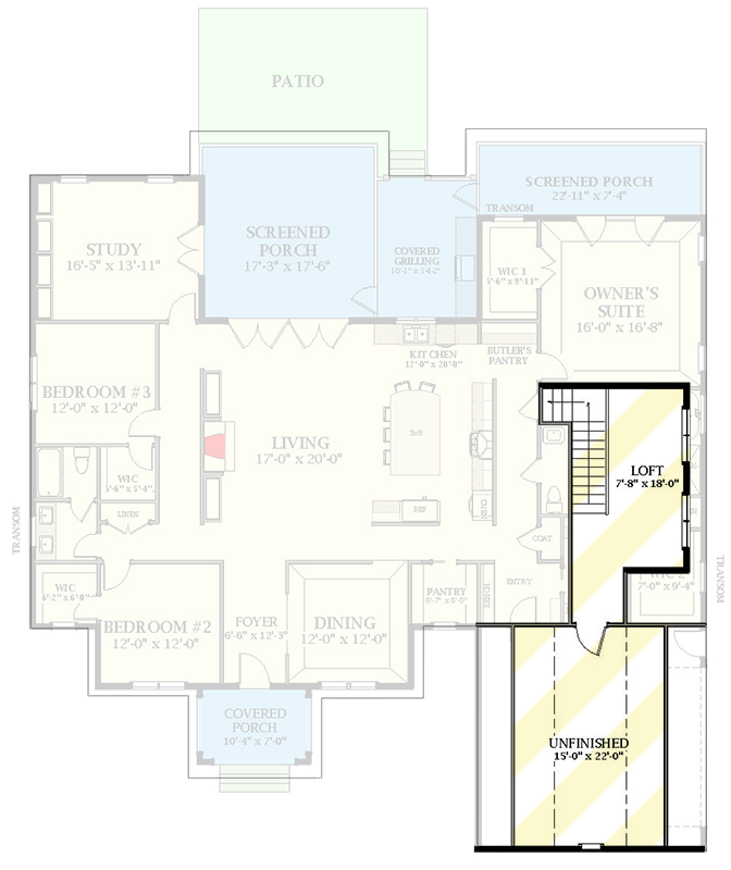 Plan 46514LA: Transitional House Plan with Loft and Bonus Room Expansion - 2786 Sq Ft - Floor Plan - 2nd Floor - Southern, Transitional