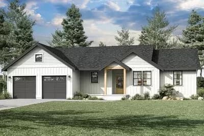 One Story Modern Ranch Home Plan with 4-Beds and Home Office Potential - 1674 Sq Ft