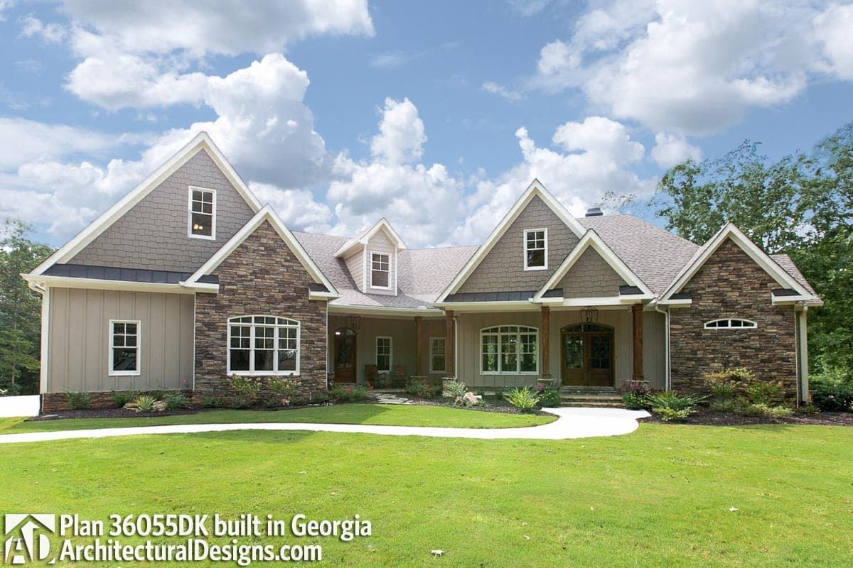 Plan 36055DK: Split Bed Craftsman with Angled Garage - 3061 Sq Ft - Image #6 - Craftsman, Mountain, New American, Traditional