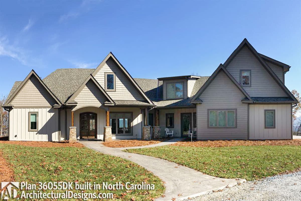 Plan 36055DK: Split Bed Craftsman with Angled Garage - 3061 Sq Ft - Image #4 - Craftsman, Mountain, New American, Traditional