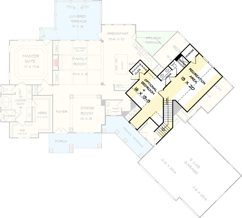 Plan 36055DK: Split Bed Craftsman with Angled Garage - 3061 Sq Ft - Floor Plan - Bonus Level - Craftsman, Mountain, New American, Traditional