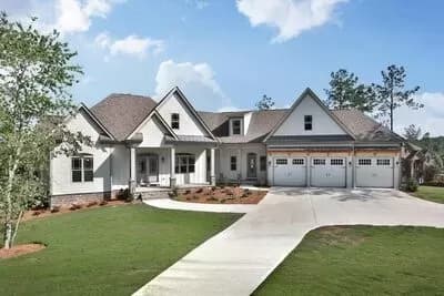 Split Bed Craftsman with Angled Garage - 3061 Sq Ft