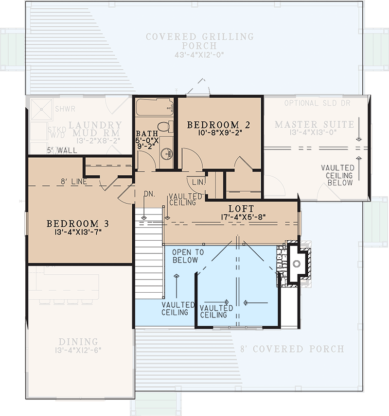 Plan 70879MK: Rustic Country House Plan with Loft Overlook - 1836 Sq Ft - Floor Plan - 2nd Floor - Cabin, Country, Mountain, Rustic