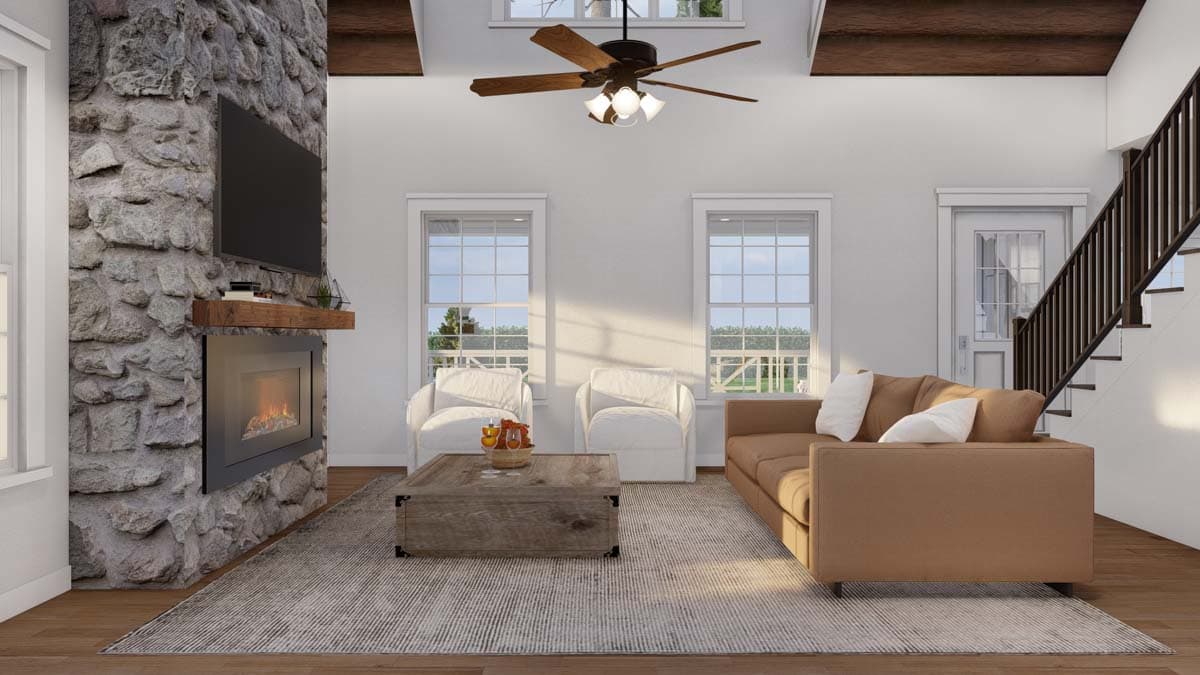 Plan 70879MK: Rustic Country House Plan with Loft Overlook - 1836 Sq Ft - Image #4 - Cabin, Country, Mountain, Rustic
