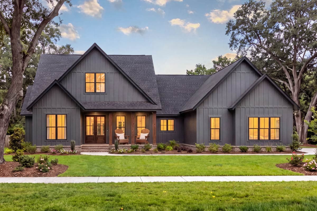 Plan 51960HZ: Country Farmhouse Plan with 4 Bed 3.5 Bath Plus a Bonus Room Above - 2278 Sq Ft - Image #3 - Country, Craftsman, Farmhouse, Traditional