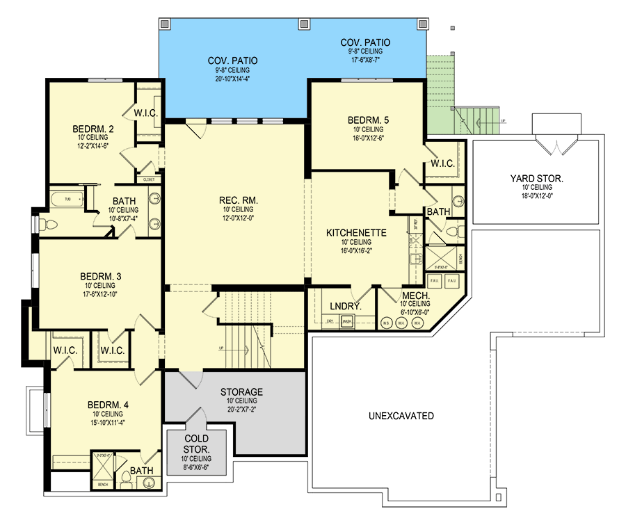 Plan 290177IY: 1.5 Story Transitional House Plan on a Walkout Basement - 6277 Sq Ft - Floor Plan - Lower Level - European, Transitional