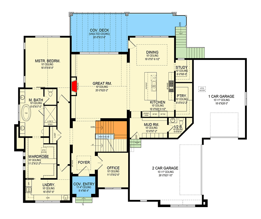 Plan 290177IY: 1.5 Story Transitional House Plan on a Walkout Basement - 6277 Sq Ft - Floor Plan - Main Level - European, Transitional