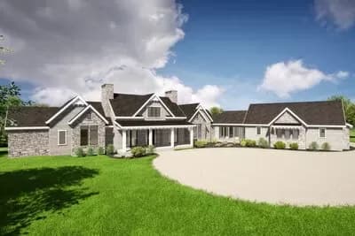 Mountain Craftsman House Plan with Angled and Breezeway Attached Garages - 7410 Sq Ft