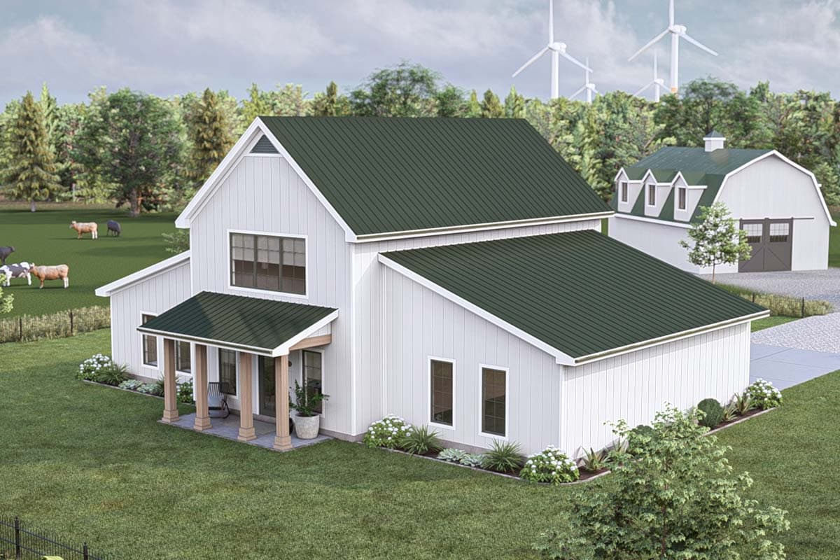 Plan 623330DJ: Barndominium-Style House Plan with Master On Main and Two Upstairs Beds - 2519 Sq Ft - Image #22 - Barndominium, Country, Traditional