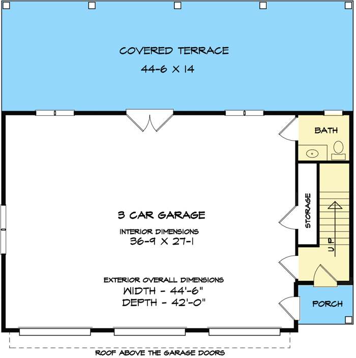 Plan 36057DK: 3 Bay Garage Apartment House Plan with Rear Shed Roof - 1204 Sq Ft Garage and 1212 Sq Ft Apartment - Floor Plan - Main Level - Carriage