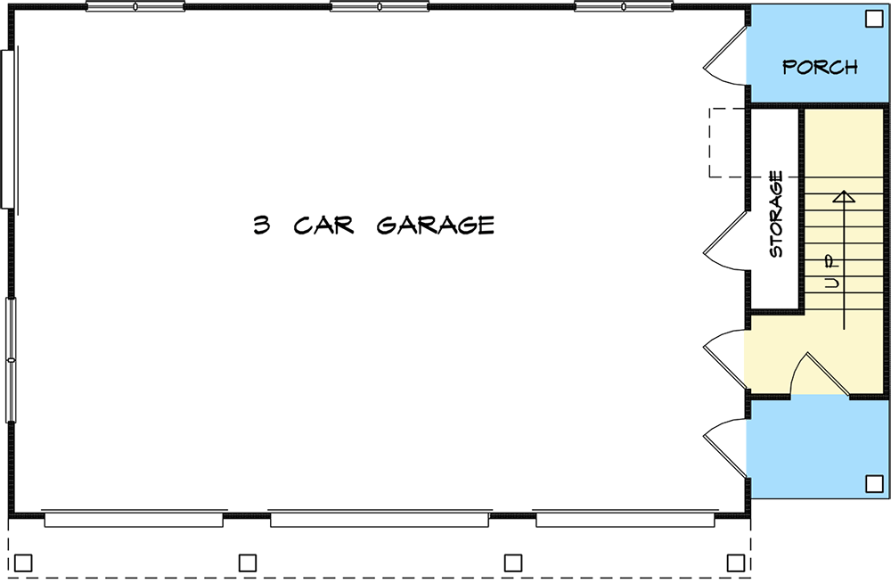Plan 36058DK: 3 Car Carriage House Plan with 3 Dormers - Floor Plan - Main Level - Carriage, Country, Craftsman