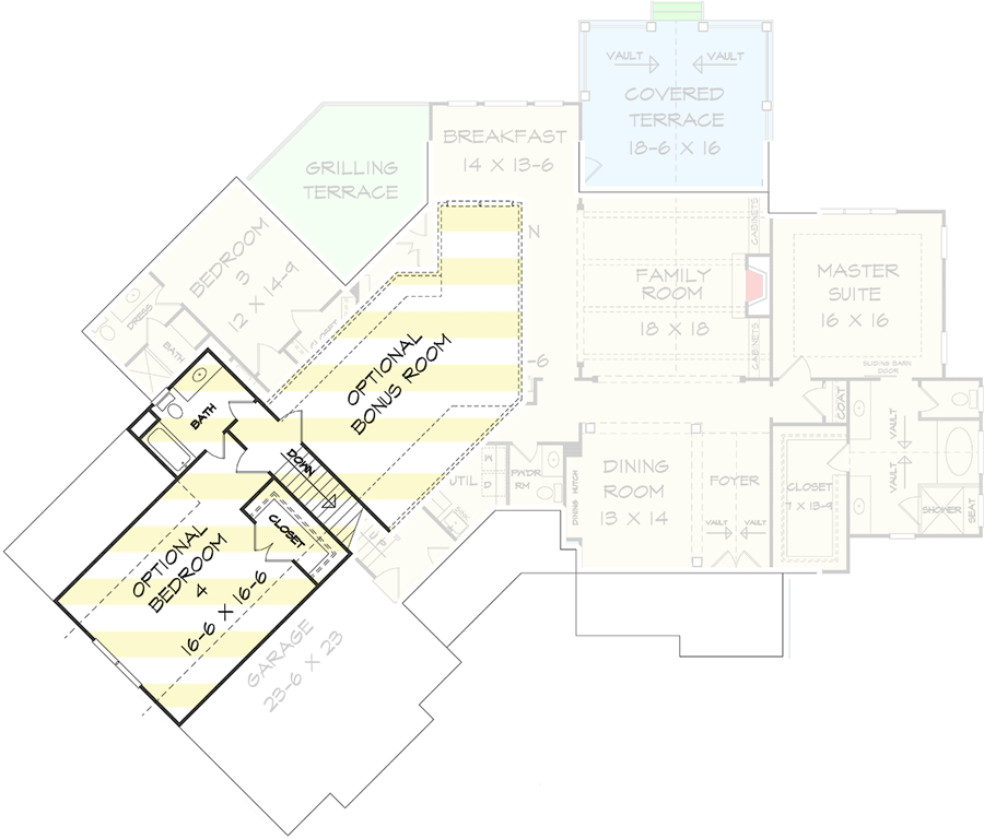 Plan 36063DK: Angled Craftsman House Plan with Room to Grow - 2767 Sq Ft - Floor Plan - Bonus - Craftsman, Mountain, New American, Northwest
